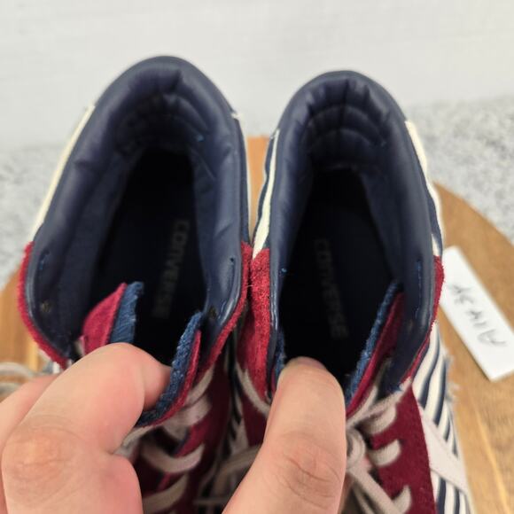 Converse Pro Leather Vulc Mid White Blue Red Striped Casual Y2K Sneaker Mens 9 - Picture 11 of 12